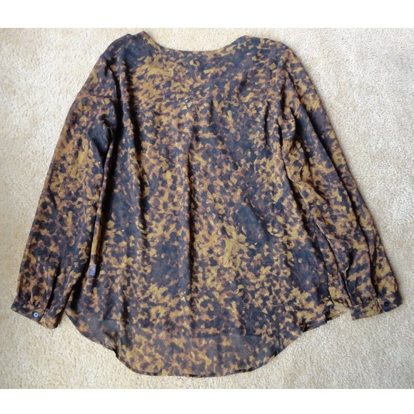 Merona Women’s Sheer Leopard Print Blouse XXL Brown - Picture 2 of 8